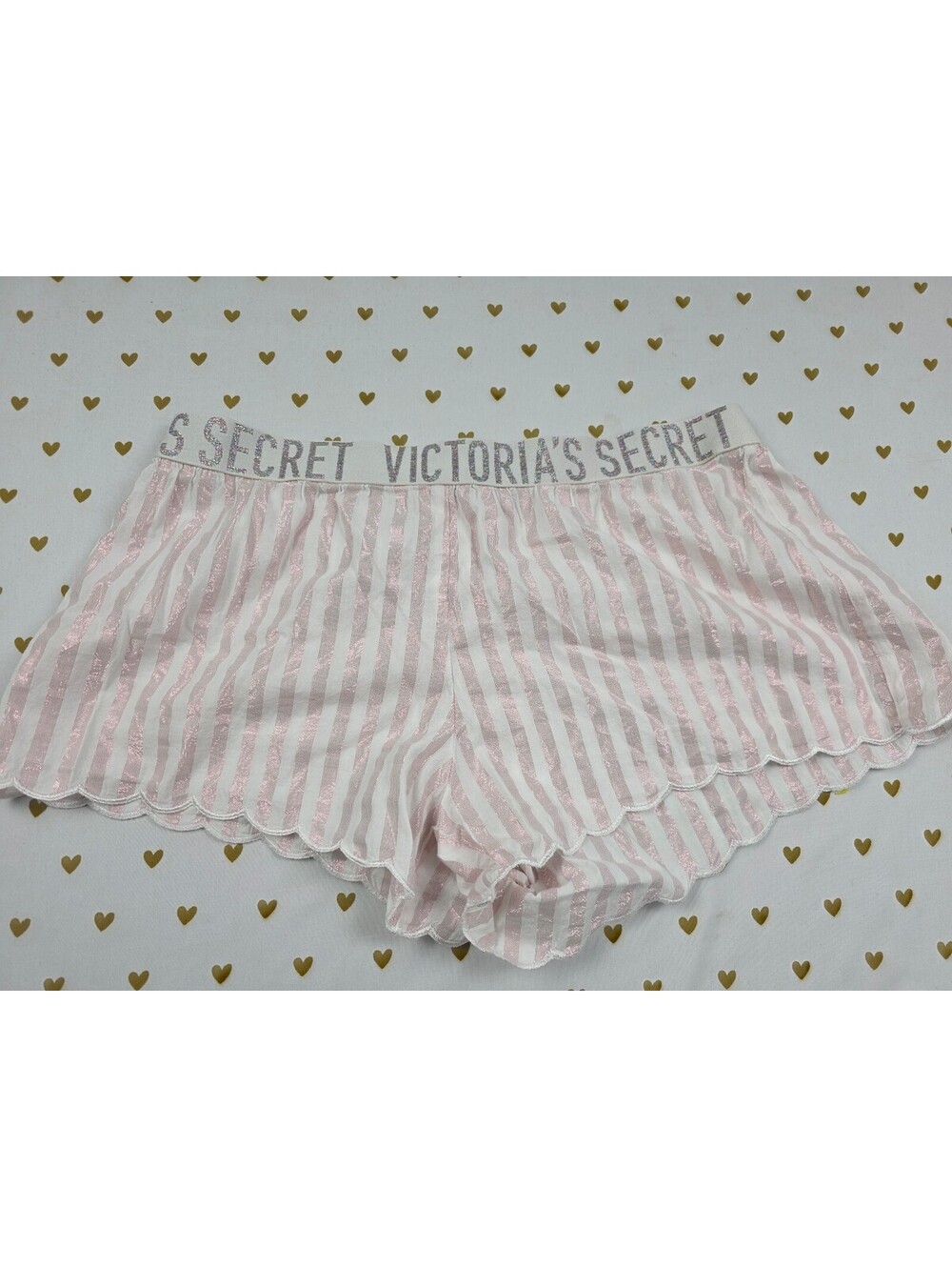 Victorias Secret PINK Stripe Shimmer Small Sleep Shorts Boxers Pajama Bottoms